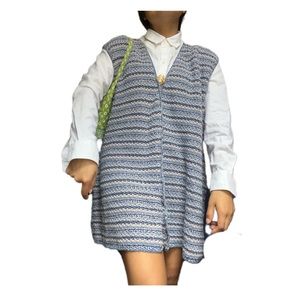 Vintage Knitted Multicolored Button Down Oversized Vest/Dress